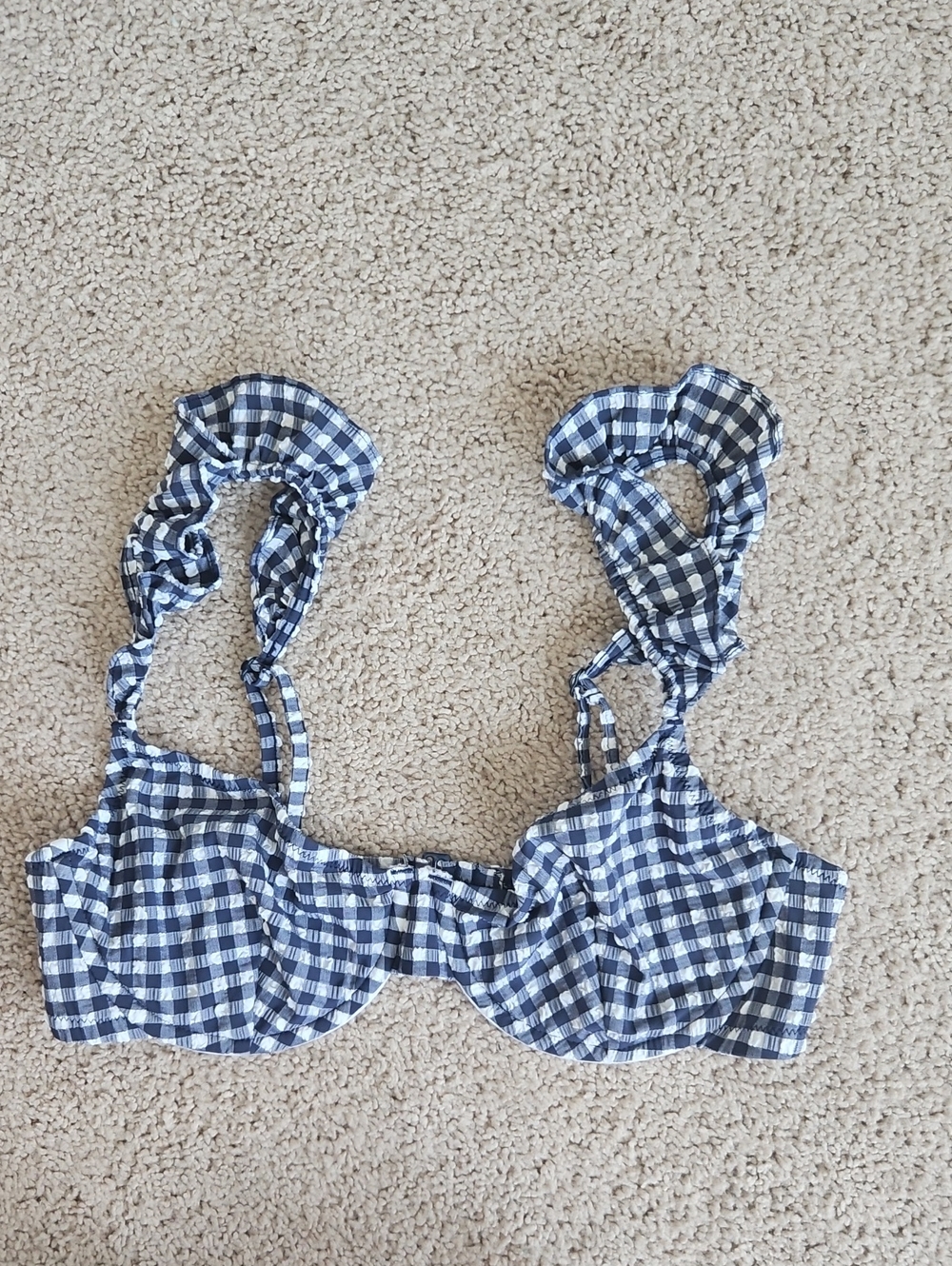 J.Crew Blue & White Gingham Underwire Crop Top